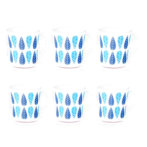 Larah by BOROSIL Crysta Series Fable Opalware Mug | Set of 6 Tea/Coffee Mugs, 160 ml Each | Microwave & Dishwasher Safe, Bone-Ash Free | Crockery Set Ideal for Daily Use & Gifting | White