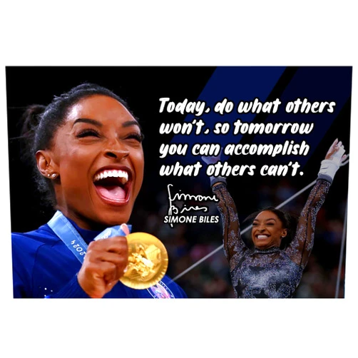 Vincit Veritas Simone Biles Motivational Poster Quote Inspirational Quotes Classroom Posters Gymnast Documentary Gymnastics Pro Black Legend Star Athlete Olympics Print Decor Wall Art G.O.A.T. USA Champion P160-2