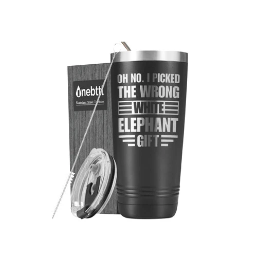 Onebttl Funny White Elephant Gifts for Adult Useful, Best White Elephant Gifts Exchange Party Idea, 20oz Stainless Steel Tumbler, Oh No I Picked the Wrong Gift