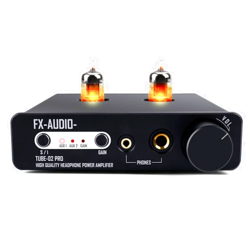 KGUSS FX-Audio Tube-02 Pro Tube Headphone Amplifier, Vacuum 5725 Tube Preamp, Mini Hi-Fi Integrated Stereo Class A amp supports 32-600 ohms of Headphones, for Stereo Amplifier/Active Speaker