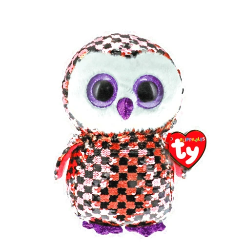TY Toys Checks Owl Flippable - Med,Multicolored,23 cm