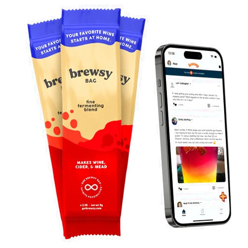 Brewsy Failproof App-Enabled Wine Yeast - 7 Ingredient Blend - Fastest Tastiest Wine Possible for Wine, Mead, Cider… (0.32 Ounce (Pack of 3)