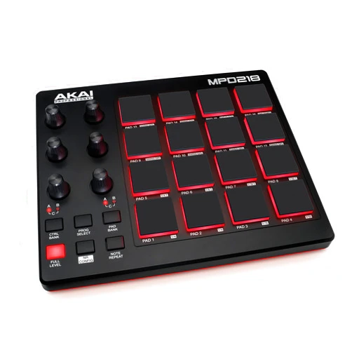 AKAI Professional MPD218 - USB MIDI Controller with 16 MPC Drum Pads, 6 Assignable Knobs, Note Repeat & Full Level Buttons and Production Software