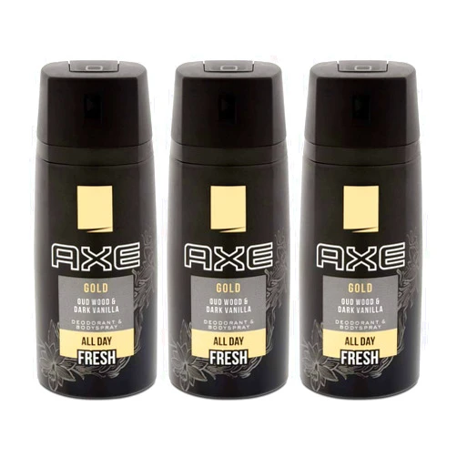 AXE Body Spray Gold Oud Wood & Fresh Vanilla, 5.07 oz (Pack of 3) (Package May Vary)
