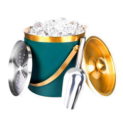 NBNSTHV 3L Double-Wall Insulated Stainless Steel Ice Bucket with scoop for Cocktail Bar - Metal Ice Bucket for freezer with Lid for parties,Camping,and More!champagne bucket,bar cart accessories