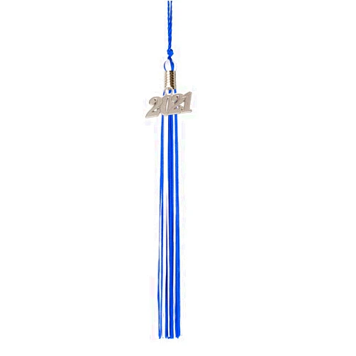 Class Act Graduation Graduation Tassel - Silver Charm - 2 Color, 2021, Blue/White