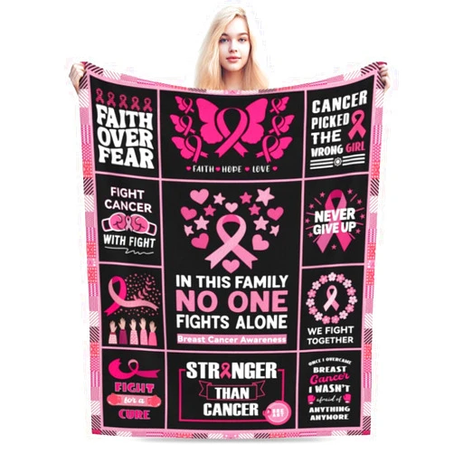 Qcaslprt Breast Cancer Gifts for Women, Woman Blanket 60x50 Inch, Soft Warm Get Well Blanket for Bed Sofa, Mothers Day Birthday Gifts for Mom Mama Survivors