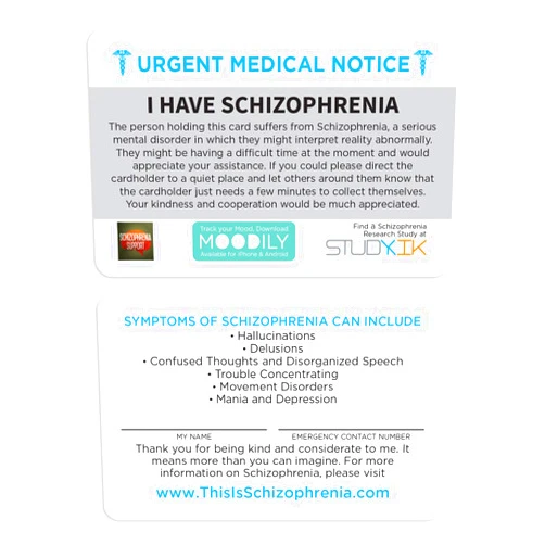 StudyKIK I Have Schizophrenia Assistance Card 3 pcs