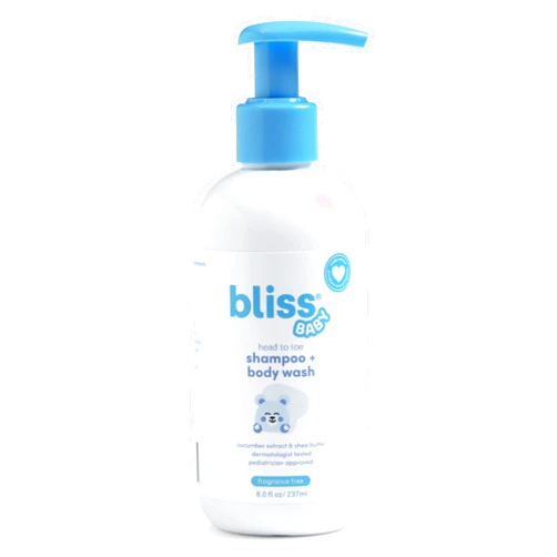 Bliss Baby Shampoo & Wash 2-in-1, For Babies, Kids & Adults with Senstive Skin - Pediatrician Approved - Dermatologist Tested - Vegan, Fragrance-Free & Hydrating - Shea Butter, Cucumber & Calendula