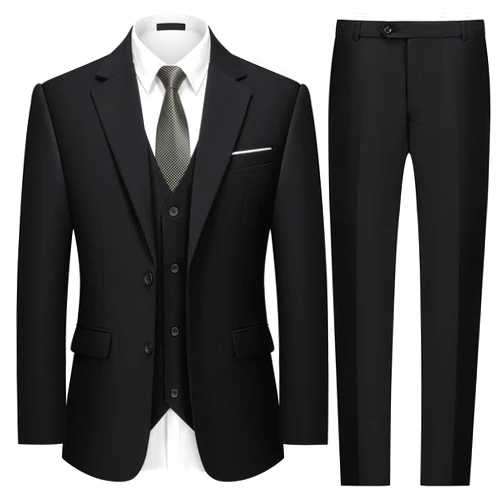 MAGE MALE Mens 3 Piece Slim Fit Suits Tuxedo Suit Set Prom Wedding Suits Two Button Blazer Jacket Vest Pants with Tie
