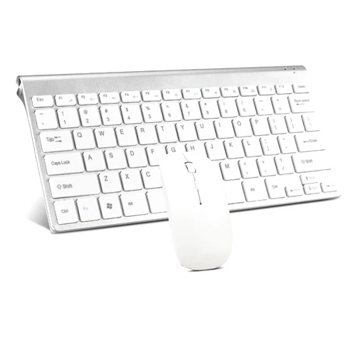 Guiheng Wireless Keyboard and Mouse Combo, Compact Quiet Wireless Keyboard and Mouse Set 2.4G Ultra-Thin Sleek Design for Windows, Computer, Desktop, PC, Notebook, Laptop (GHKM03 Silver White)