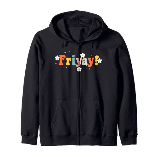Floral Teacher Teaching First Day of School Retro Groovy Teacher Back To School Friyay Teacher life Zip Hoodie