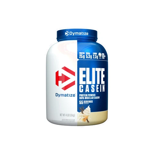 Dymatize Elite Casein Protein Powder, Slow Absorbing with Muscle Building Amino Acids, 100% Micellar Casein, 25g Protein, 5.4g BCAAs & 2.3g Leucine, Helps Overnight Recovery, Smooth Vanilla, 4 Pound