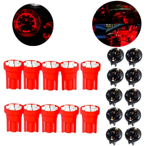 MONNSS 194 LED Bulb,168 T10 2825 W5W LED Bulbs for Car Interior Lights Dashboard Gauge Light License Plate Lights Map Side Maker Lights 6000K Red Twist Lock Socket 8SMD 10 Pack