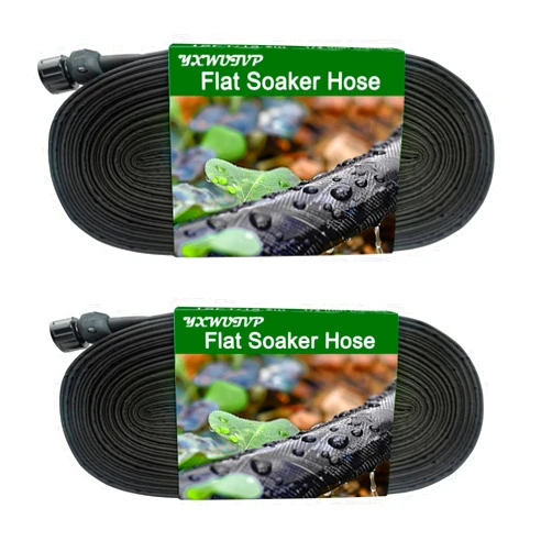 YXWUIVP 100-Foot Flat Soaker Hose - Providing an Efficient Watering Solution For Your Garden - with 3/4 Thread Connection Joints (50ft*2), Black