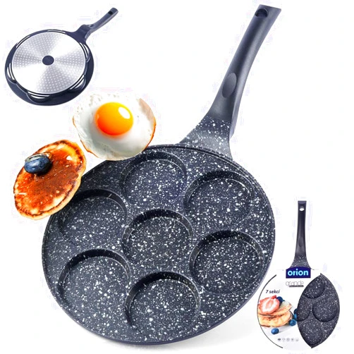 Orion group Orion, Eye Pan, Fried Egg Pan for 7 Eggs, Crepe Pan for Gas Induction, Non-Stick, Diameter 27 cm, Large
