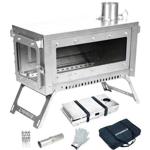 Tiforest RIDGE Titanium Hot Tent Stove, Portable Folding Tent Wood Burning Stove with Secondary Air Intake, Ultralight Small Wood Stove, Only 3.2lb, Perfect for Backpacking, Hiking, Bushcraft, Winter Camping