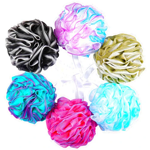 BTYMS 75g/Pc Large Loofahs Shower Sponge, Exfoliating Body Scrubber Shower Scrunchies Mesh Pouf Bath Sponges - Pack of 6