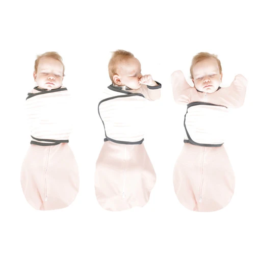Amazing Baby Omni Swaddle Sack by Amazing Baby - Transitional Swaddle with Arms Up Sleeves & Mitten Cuffs, Pink Stripes, Size Small, 0-3 Months