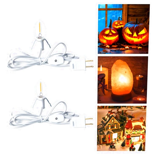 Brightown Accessory Cord with LED Bulb - 6ft Cord with On/Off Switch for Night Lights, Halloween Pumpkin, Blow Mold, Christmas Village House, Holiday Ceramic Trees, Craft Projects, 2 Pack