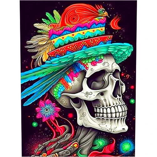 Lophomie Skull Diamond Art Kits for Adults Skeleton Diamond Painting Kits for Beginners 5D Round Gem Art Kits for Adult DIY Crafts Kits for Gift Home Wall Decor Gifts 12x16Inch