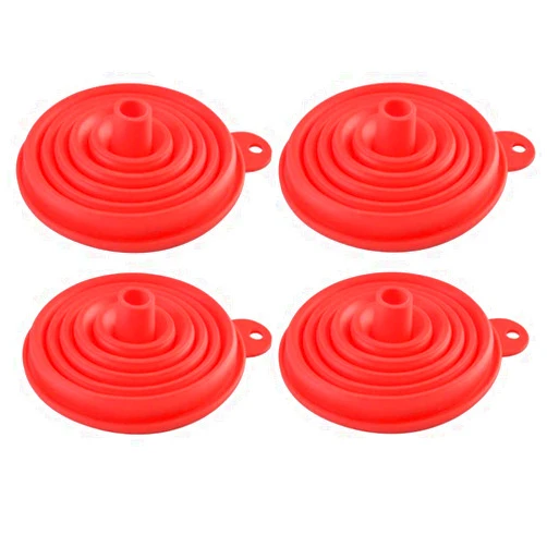 Generic 4 Pack Silicone Funnel Collapsible Kitchen Fold Heat Resistant Oil Water Liquid