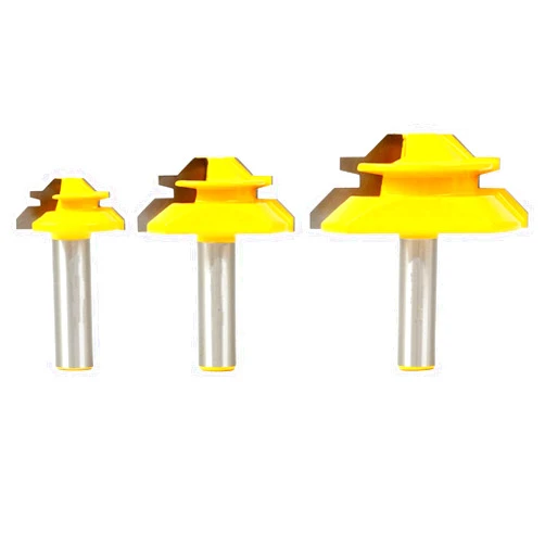 Bclla Zkenyao-Router Bit 12mm Shank Lock Miter Router Bit, 45 Degree 3/8-1 Inch Woodworking Milling Cutter, 1PC, Use Safety Reliable (Cutting Edge Length : 3PC12mmShank)