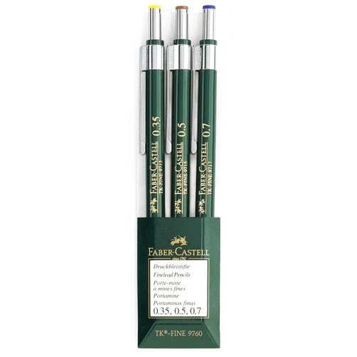 Faber-Castell TK-Fine-9713 Mechanical Pencils Wallet of 3-0.35, 0.5, 0.7mm