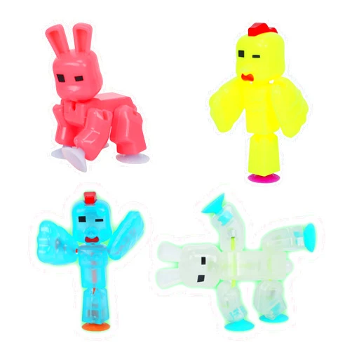 Zing Stikbot Easter Pack, Set of 2 Chickens and 2 Bunnies with Exclusive Neon & Glow in The Dark Colors, Create Stop Motion Animation, for Kids Ages 4 and Up