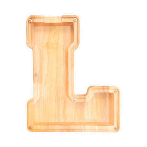 WeiDu77 Twenty-six English Alphabet A-Z Letter Piggy Bank,Large-Capacity Transparent Wooden Alphabet Piggy Bank，Personalized Coin Savings Box, Name DIY Creative Purchase Combination.（L）