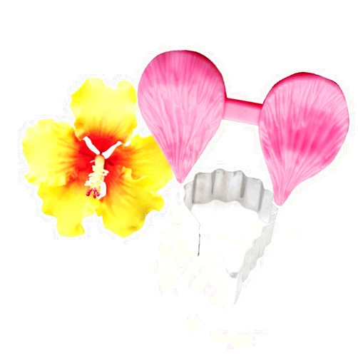LoFanCRant Cake Decorations LoFanCRant Gumpaste Hibiscus Petal Cutter & Veiner Set Fondant Cake Mould