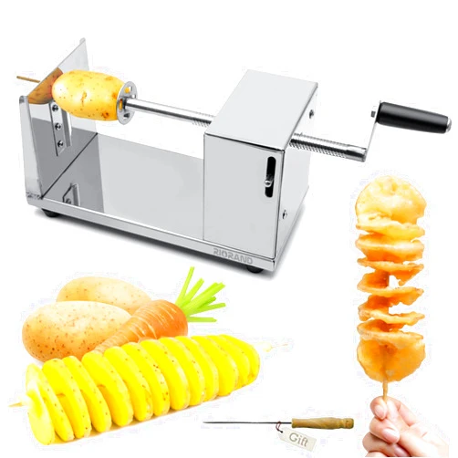 RioRand Manual Stainless Steel Twisted Potato Slicer Spiral Vegetable Cutter French Fry