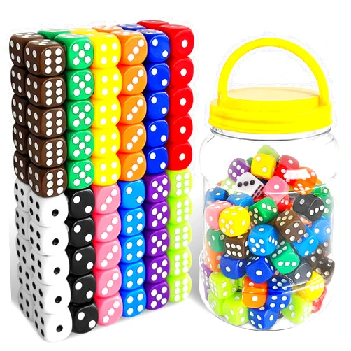 Juuxncgv 120 16mm 6 Sided Dice Set,Standard Game Dice Kids,Colored Dice with Storage Bucket Opaque for Board Games,Dice Games,Math Dice,Classroom,12 Colors
