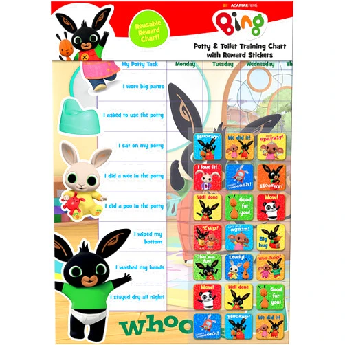 Paper Projects 01.70.30.014 Bing Potty & Training Reward Chart and Reusable Stickers