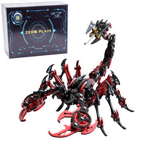 Weendiypty Scorpion 3D Metal Puzzles for Adults, Mechanical Scorpion King DIY Model Kit, 3D Brain Teaser Puzzle Stainless Steel Hand Assembled Detachable Model ArtCraft Desk Ornaments Toy (Black Red)