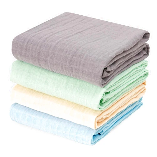 david's kids 4 Pack Baby Muslin Swaddle Blankets, 100% Cotton Swaddling Blankets Wrap for Boys Girls, Ultra Soft Breathable Receiving Blanket, New Born Essentials, Green&Grey&Blue&Beige