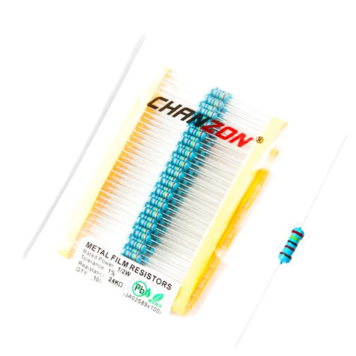 Chanzon 100pcs 1/2W (0.5W)24KΩ ohm Metal Film Fixed Resistor 0.01 ±1% Tolerance 24K R MF Through Hole Resistors Current Limiting Rohs Certificated