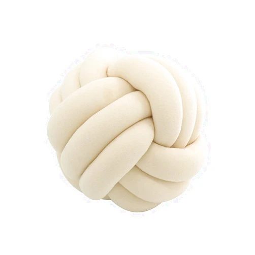 HLLbuy Super Soft Knot Throw Pillow Velvet Knot Ball Plush Throw Pillow for Bedroom and Office Sofa(Ivory,10.6')