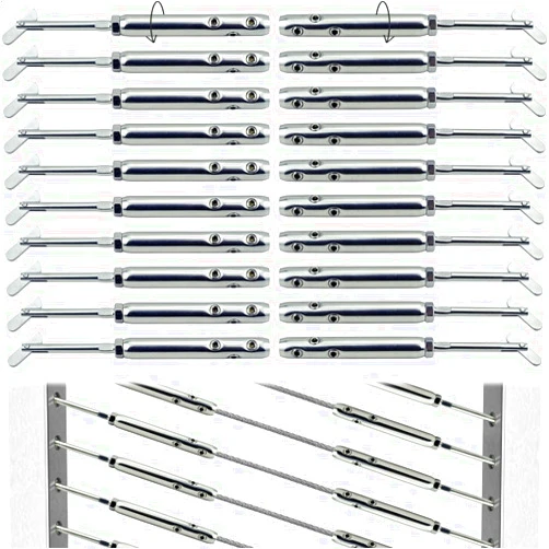 Iutuuk Swageless Tensioners for Metal Posts Cable Railing Hardware Kit, for 1/8 Stainless Steel Cable Rrailing System, Adjustable Angle, Left & Right 10 Pairs