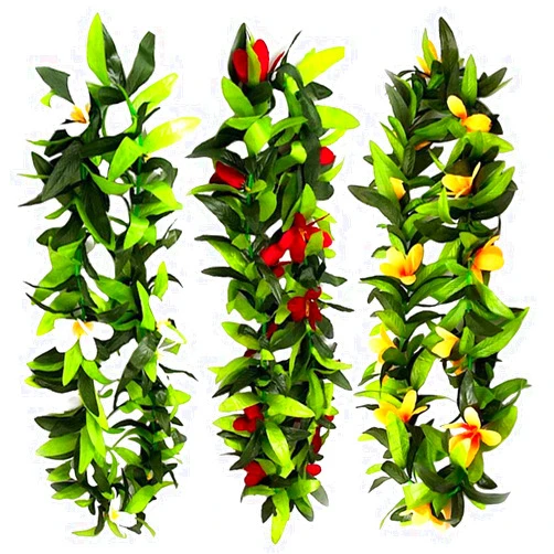 ZCMG Hawaiian Leis Hawaii Tropical Luau Party Leis Green Leaf Flower Necklace Women Cute Floral Leaves Wreath Garland Summer Beach Vacation Wedding Birthday Party Favors Supplies Decorations 3 PCS