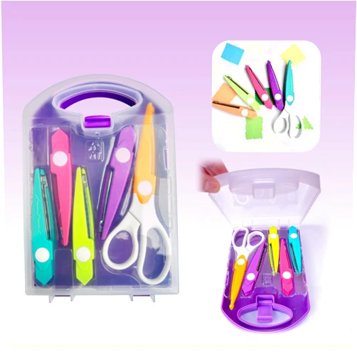 YTLJNN Creative Kids DIY Puncher Craft Set - Hole Punch for Kids, Star & Flower Maker, Embossing Machine, Lace Scissors, Safe & Fun for Paper Crafting & Scrapbooking (Lace Scissors Set)
