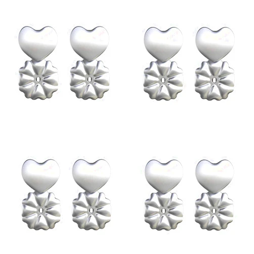 Yakimat Pretty Earring Lifters- 4 Pairs of Sterling Silver Plated Earring Backs Adjustable Hypoallergenic Secure Earring Lifts Ear Lobe Lifter Earring Accessories (Sliver-4 Pair)