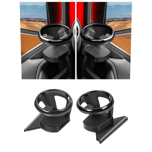 Savadicar Front Door Cup Holder Compatible with 2011-2018 Jeep Wrangler JK JKU, Supports Cup & Bottles Up to 30 oz Size, Extension Accessories for Jeep Door, 2 PCs