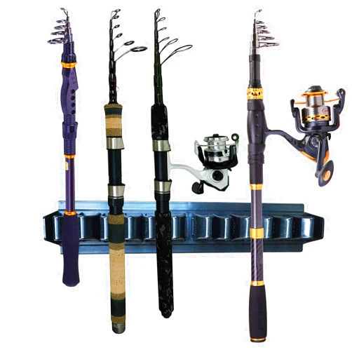 AUXPhome Fishing Rod Storage Rack, 10-Rod Rack Fishing Pole Holder • Strong, Saves Space, Easy Install, Vertical/Horizontal Fishing Rod Storage Rack Holder Wall Mount - Fishing Gear Equipment