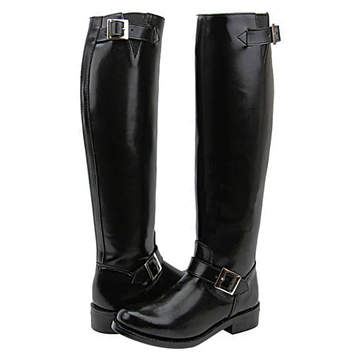 FAMMZ Raven Woman Ladies Motorcycle Highway Police Engineer Trooper Patrol Leather Tall Riding Boots Color Black