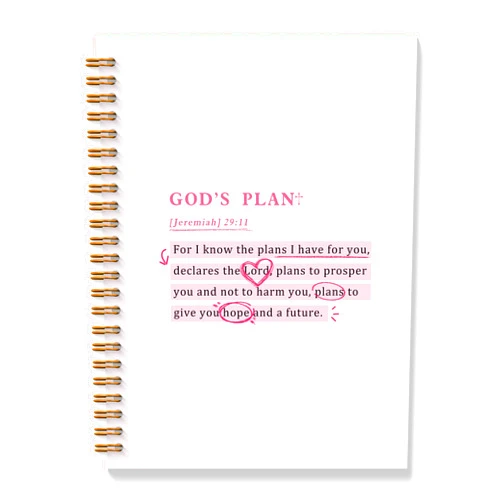 BAYOGITA Pink Christian Spiral Notebooks, Jeremiah 29:11 Bible Journaling Notebook, Religious Prayer Journal for Woman, Church Notes Notebook, Christian Gifts for Women, 5.5x8.3 Inches