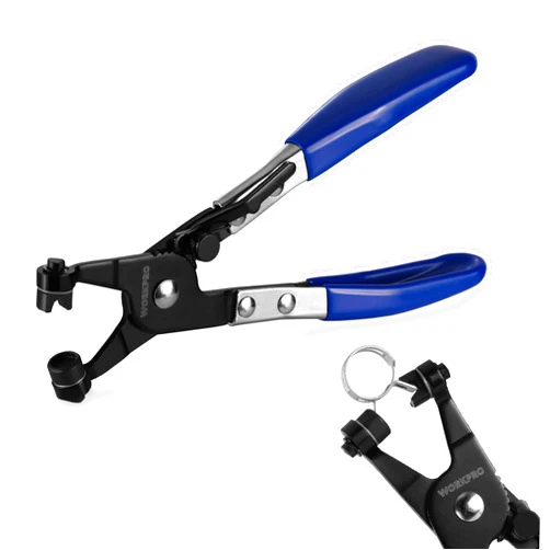 WORKPRO Hose Clamp Pliers, Hose Clamp Tool with Swivel Flat Band for Removal and Installation of Spring Hose Clamps, for Automotive Fuel Oil Water Hose