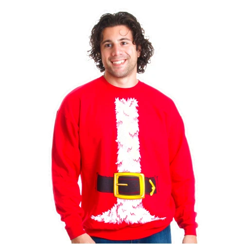 Ann Arbor T-shirt Co. Christmas Sweater Sweatshirts | Santa Claus and Elf Holiday Crewneck Sweatshirt