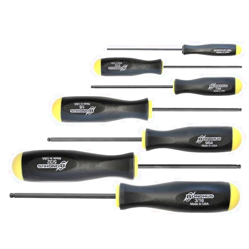 Bondhus 10645 Set of 7 Balldriver Screwdrivers, ProGuard Finish, sizes 5/64-3/16-Inch