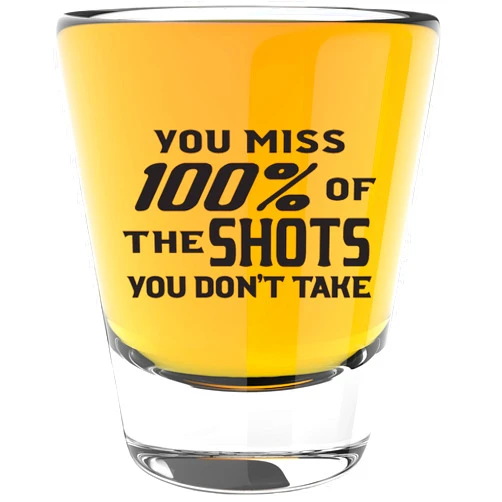 LitGifts You Miss 100 of the Shots You Don't Take, Funny Shot Glasses for Adults, Drinking Gifts for Women or Men, Hilarious Inappropriate Stuff for Friends, Made in USA 1.75 Ounce Dishwasher Safe